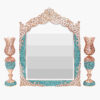 Ensemble miroir et bougeoirs en cuivre avec turquoise incrustée – Idéal pour cérémonie de mariage