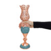 Ensemble miroir et bougeoirs en cuivre avec turquoise incrustée – Idéal pour cérémonie de mariage