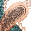 Ensemble miroir et bougeoirs en cuivre avec turquoise incrustée – Motifs floraux et cachemire