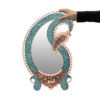 Ensemble miroir et bougeoirs en cuivre avec turquoise incrustée – Motifs floraux et cachemire