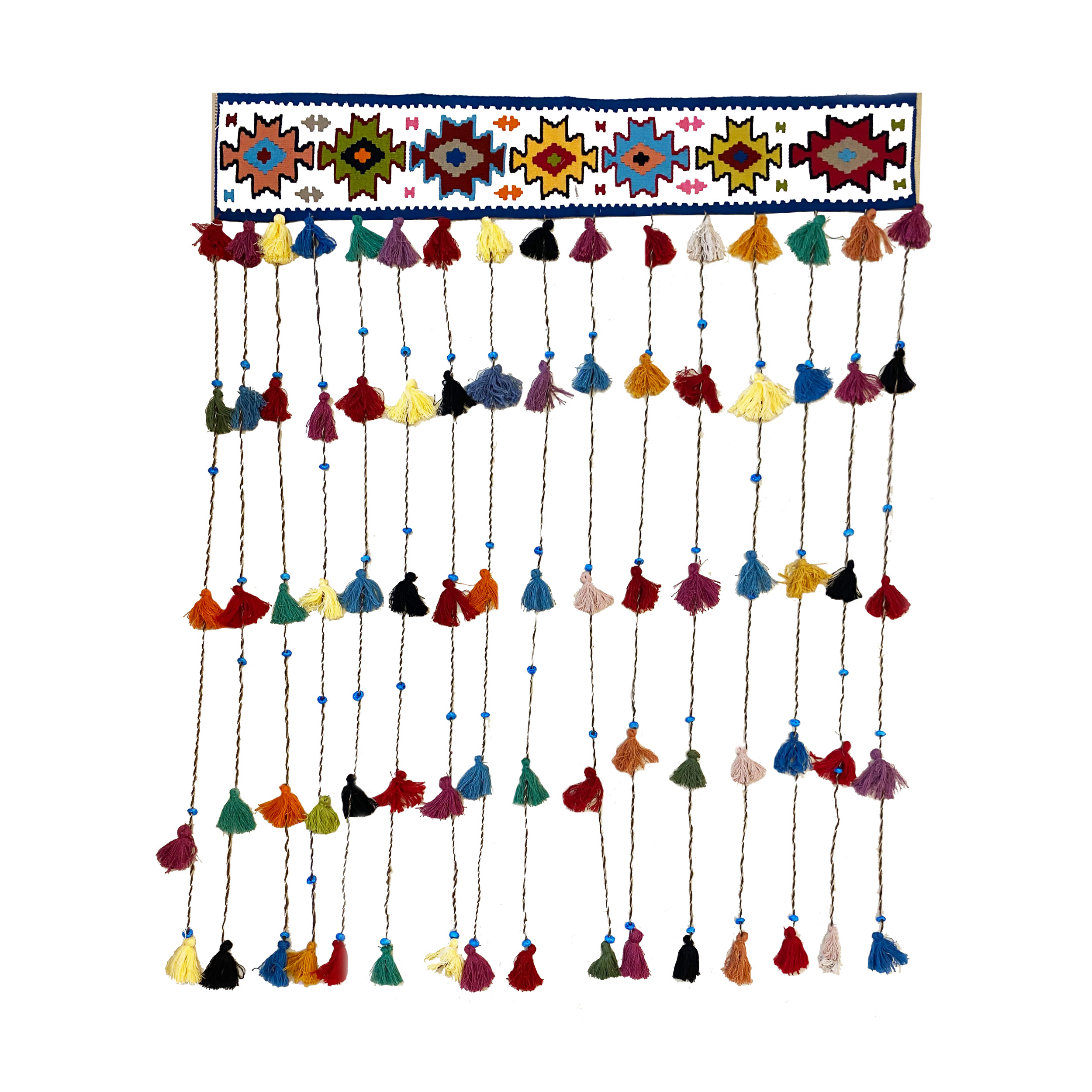 Tenture murale persane à pompons DIY – Motif kilim traditionnel modèle Arsace