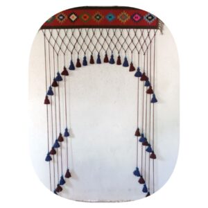 Tenture murale persane à pompons DIY – Motif kilim traditionnel modèle Bagoas