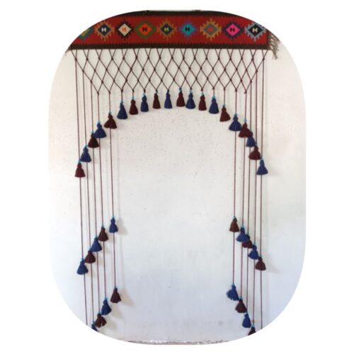 Tenture murale persane à pompons DIY – Motif kilim traditionnel modèle Bagoas