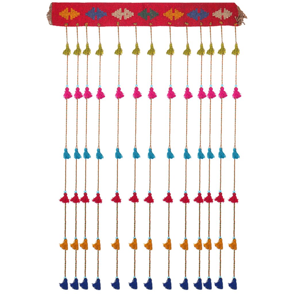 Tenture murale persane à pompons DIY – Motif kilim traditionnel modèle Mégabyze