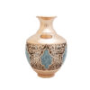 Ensemble bouteille et vase en cuivre décoratif persan avec incrustation de turquoise