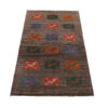 Tapis Gabbeh persan en laine tissé à la main dans le Fars, motifs animaux marron
