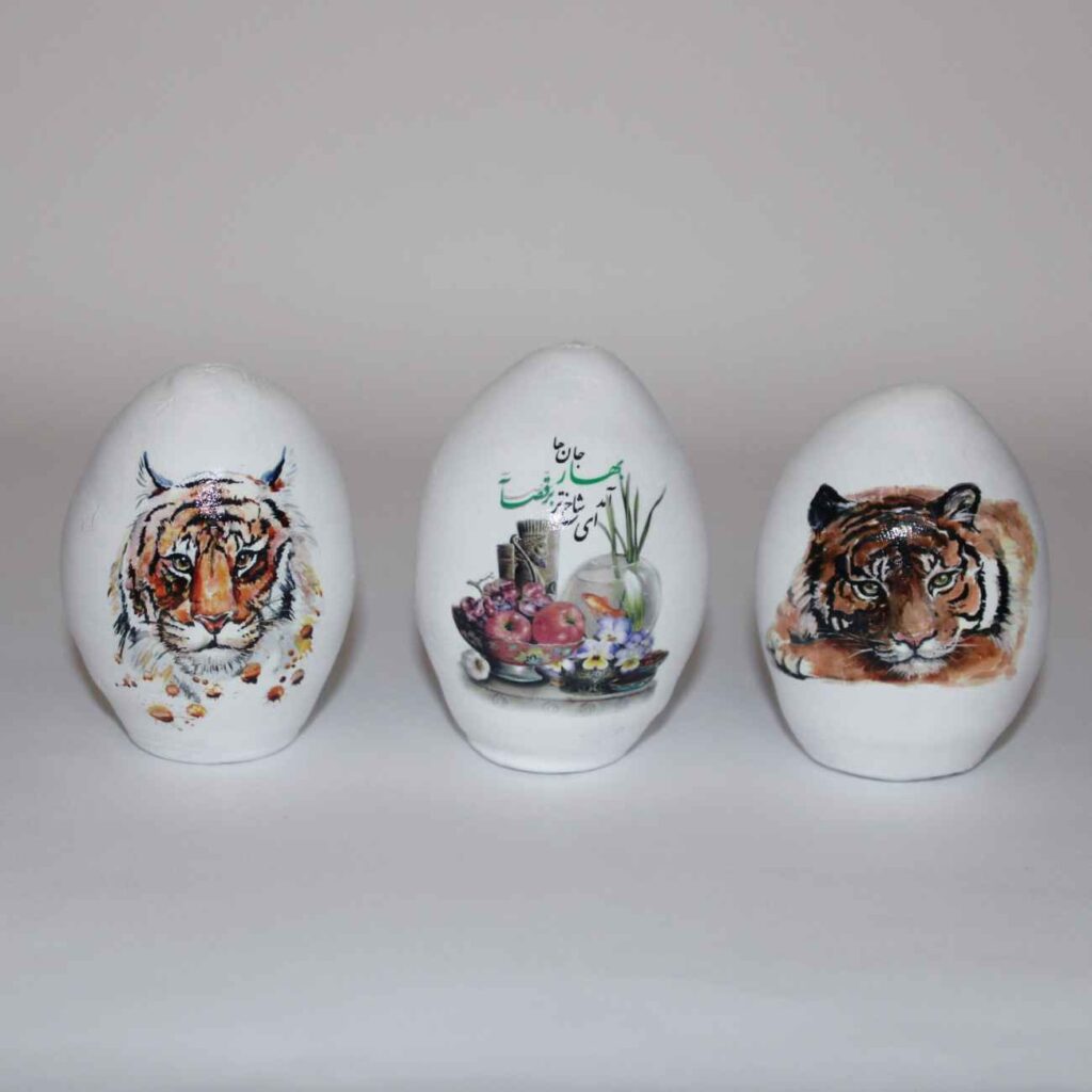 Œuf peint Haft-Seen persan pour Norouz iranien – Modèle tigre (pack de 3)