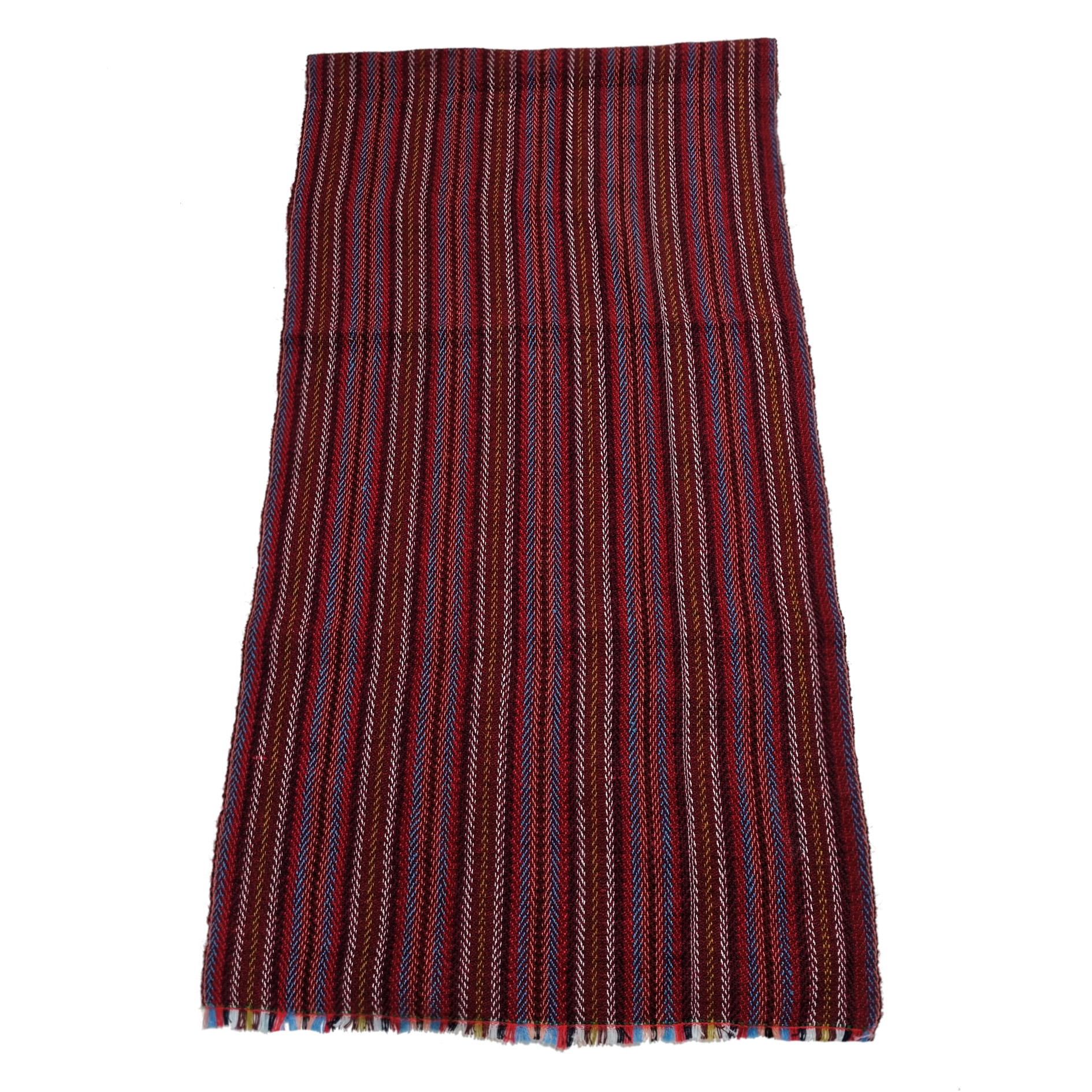 Tapis Jajim persan tissé à plat à Arak, rayé traditionnel cramoisi