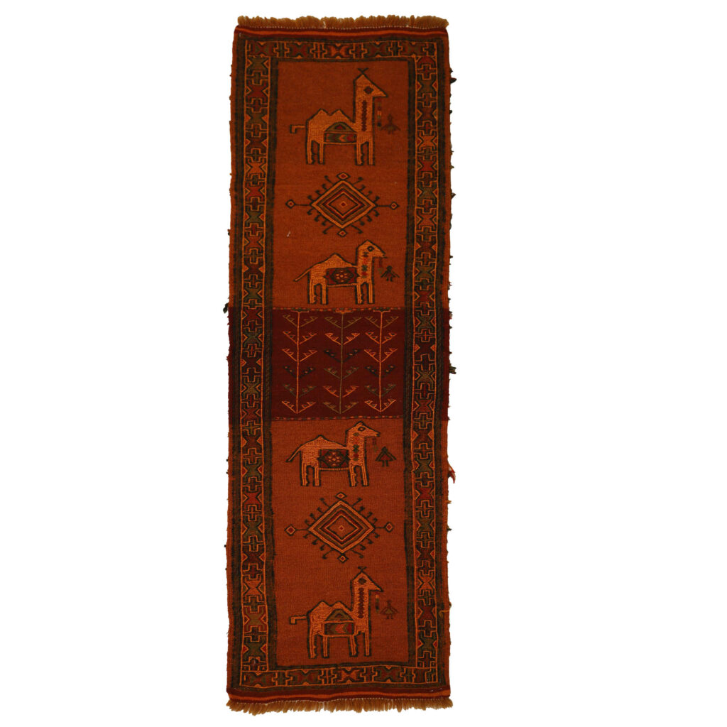 Tapis Kilim persan en laine tissé à la main dans le Khorasan, motifs animaux