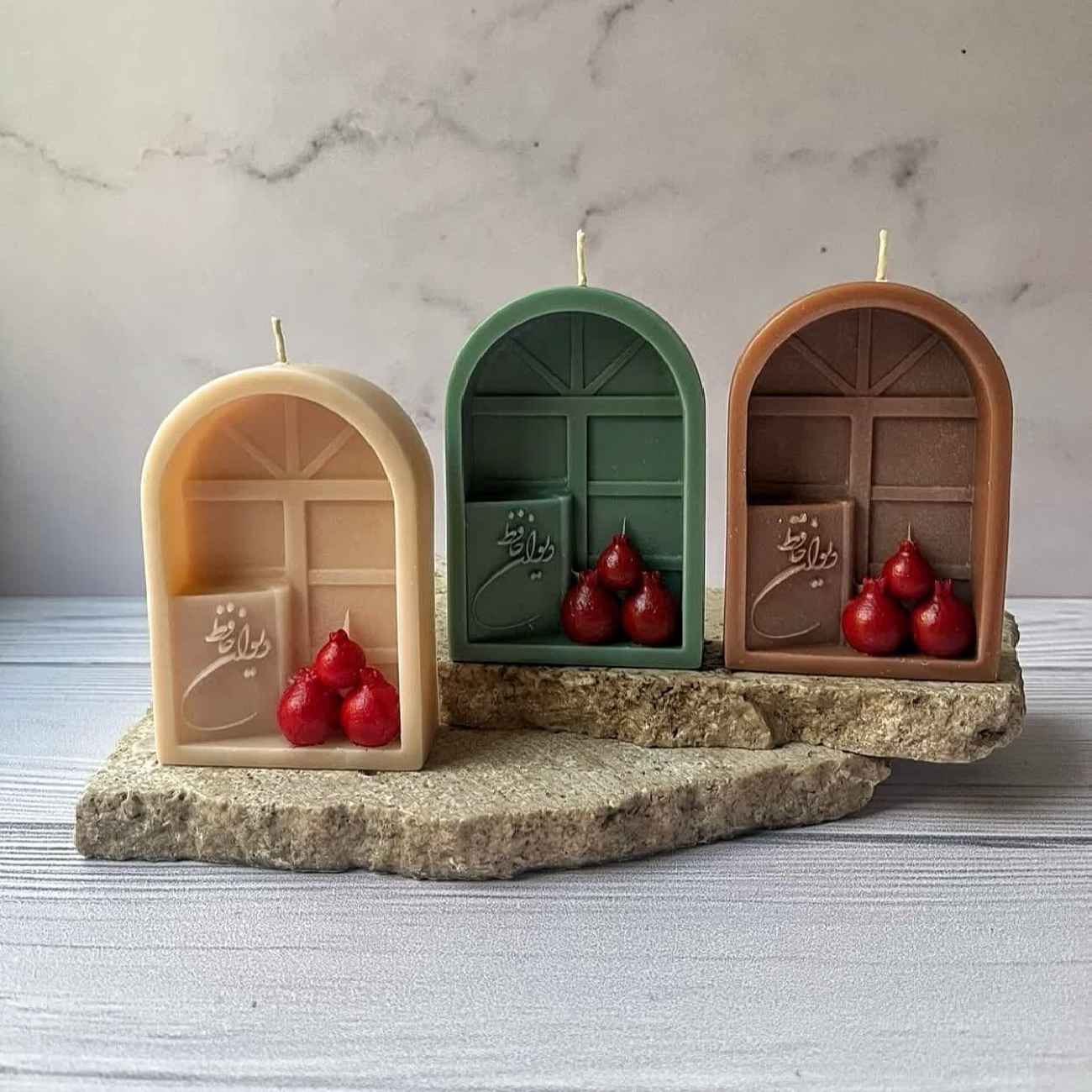 Bougie à thème grenade – Un ajout festif à votre décoration Haft-Sin (x2)