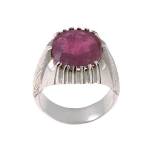Bague en argent avec rubis persan Élégance pour hommes, faite à la main en rouge