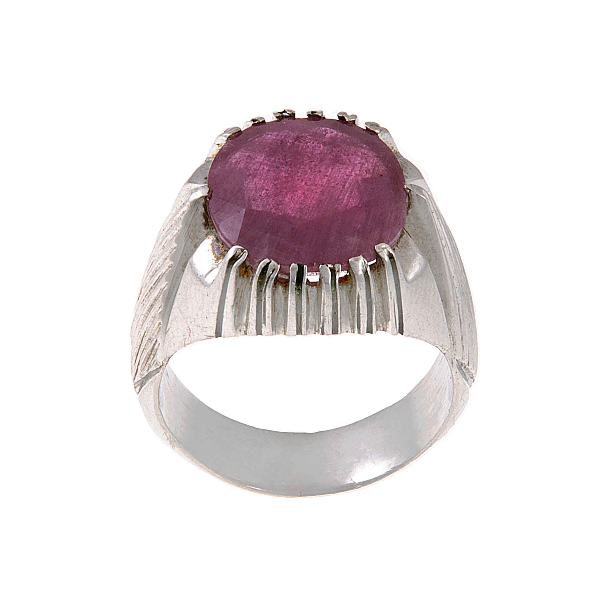 Bague en argent avec rubis persan Élégance pour hommes, faite à la main en rouge