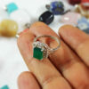 Bague en argent pour femme Agate avec pierre verte