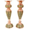 Cadre miroir en bois persan Khatamkari avec deux bougeoirs – Design traditionnel vert