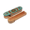 Boîte à crayons en bois persane artisanale avec design floral Khatamkari