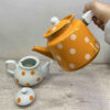 Ensemble double théière en porcelaine - Parfait pour un cadeau Durable avec motif à pois