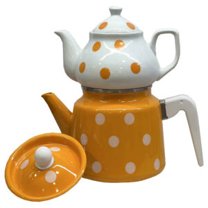 Ensemble double théière en porcelaine – Parfait pour un cadeau Durable avec motif à pois