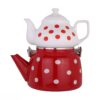 Ensemble double théière en porcelaine - Adapté au thé Durable avec motif à pois