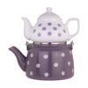 Ensemble double théière en porcelaine - Adapté au thé Durable avec motif à pois