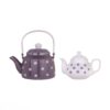 Ensemble double théière en porcelaine - Adapté au thé Durable avec motif à pois