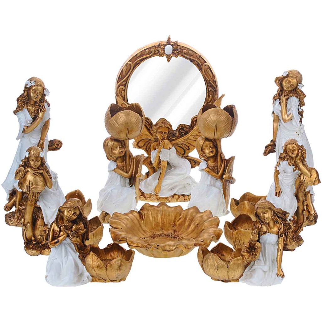 Ensemble Haft-Seen en résine – Pour le Nouvel An persan – Motif ange – 10 pièces