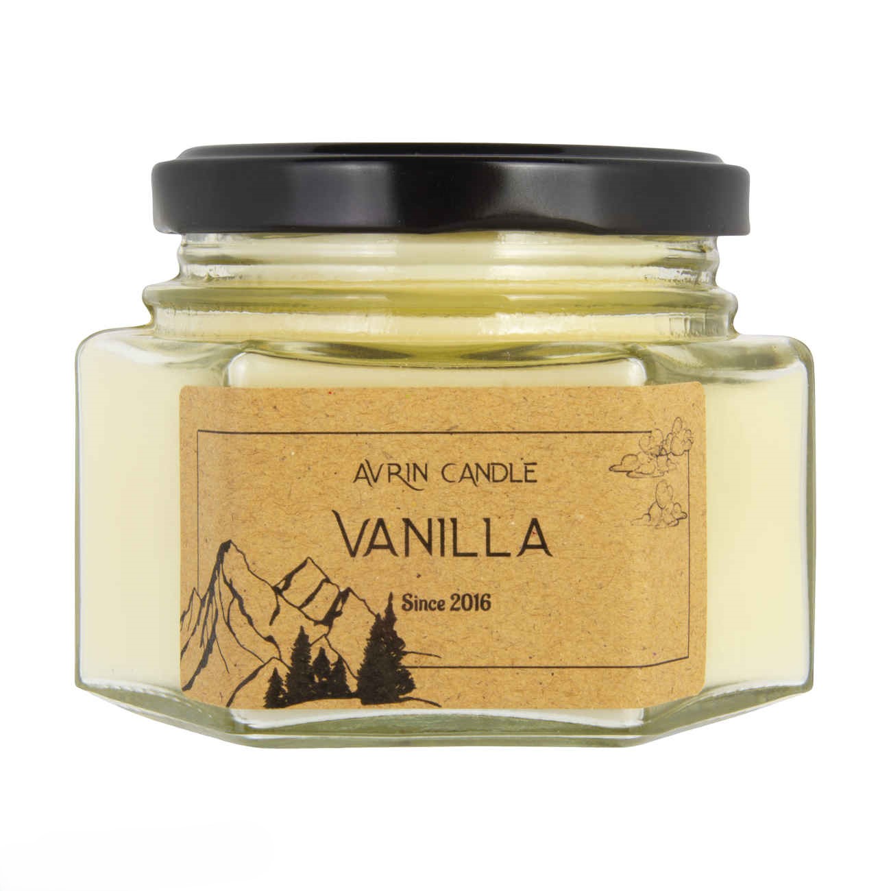 Bougie parfumée en pot pour cadeau et décoration avec parfum vanille pour tous les humeurs, jaune