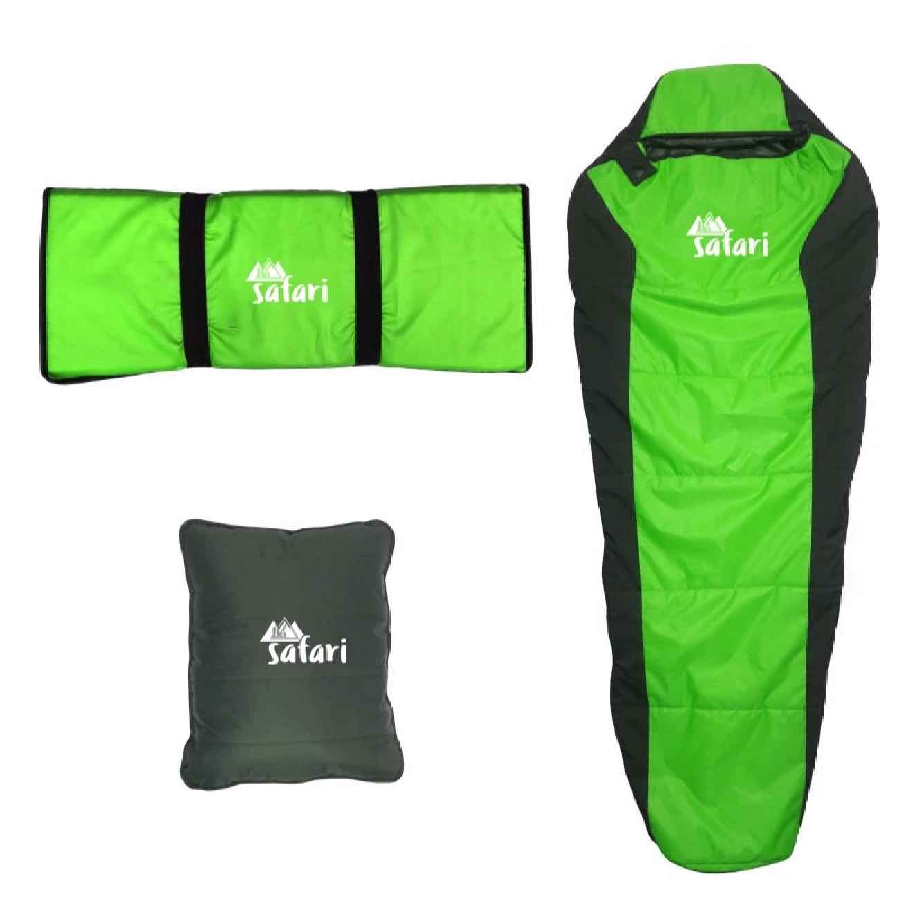 Sac de Couchage Individuel - Avec Matelas de Voyage et Oreiller pour le Camping, la Randonnée | Safari