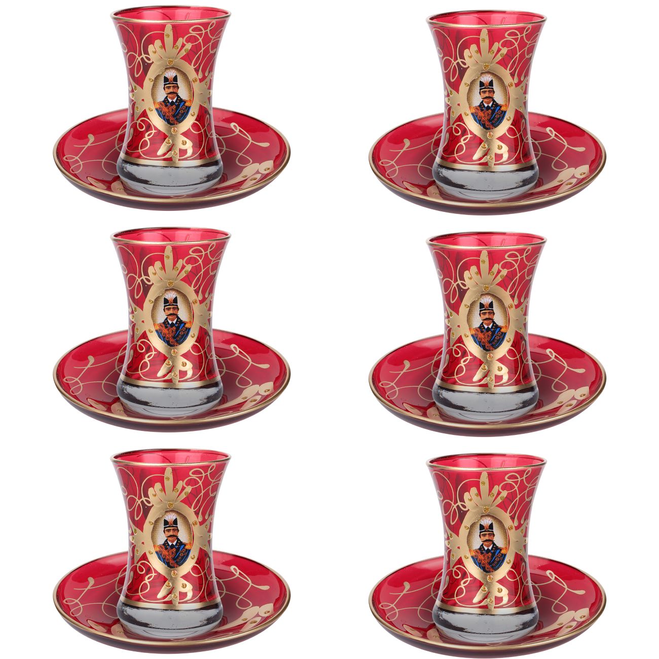 Le service à thé Shah Abbasi de 14 pièces est un ensemble traditionnel et élégant conçu pour servir le thé à six personnes.