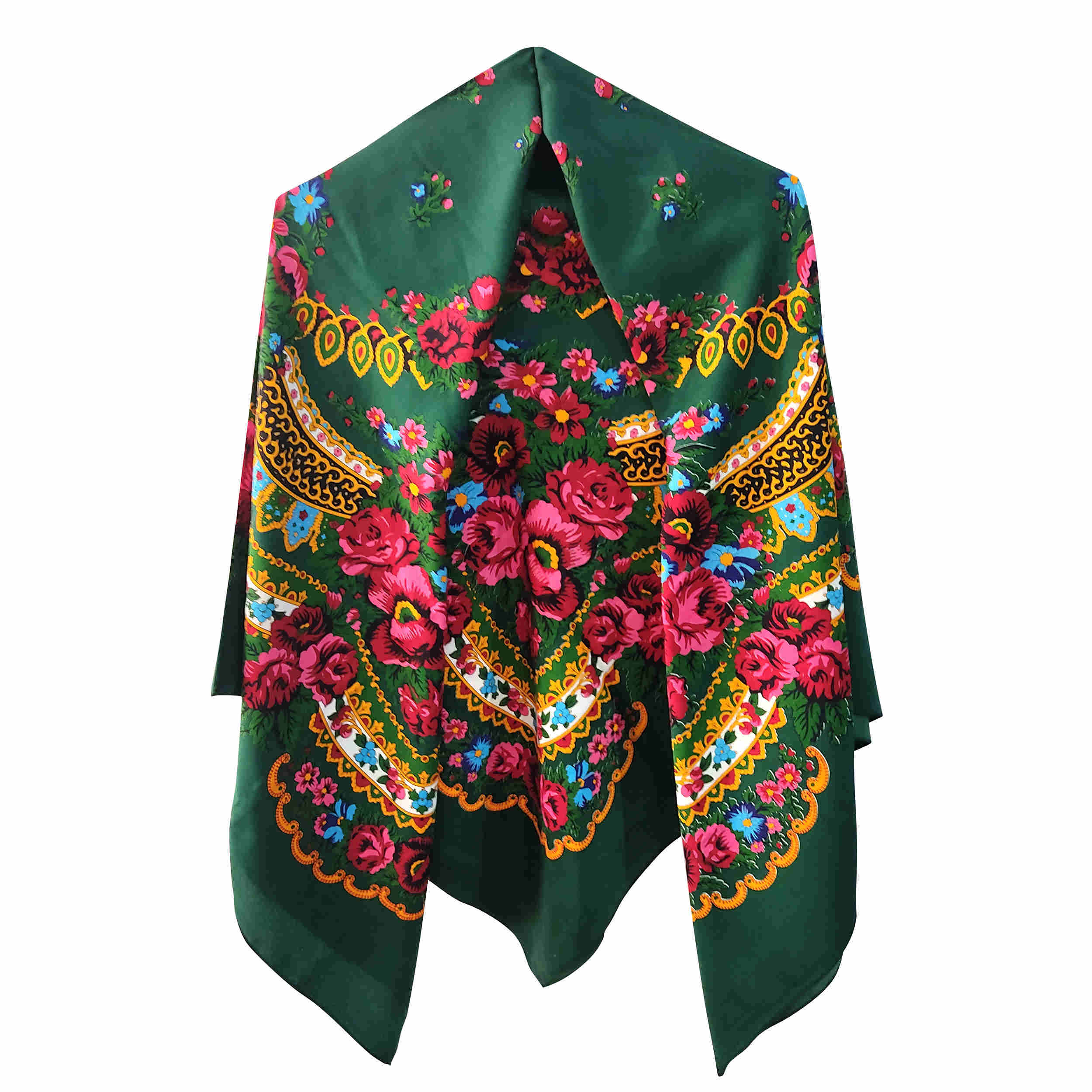 Écharpe Ethnique Turkmène en Coton - Cadeau Parfait avec une Touche Culturelle & un Motif Floral