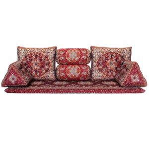 Ensemble de Coussins Dossier Traditionnels Persans – Confort et Héritage 7 Pièces Modèle Shah Neshin