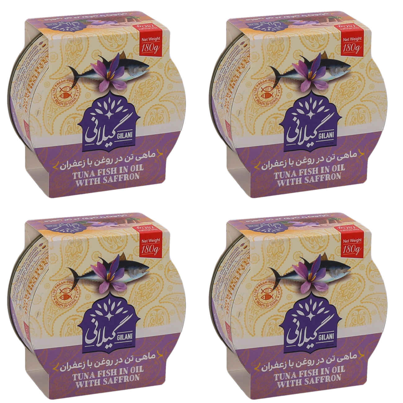 Thon au safran – Aliments en conserve Gilani 180g, paquet de 4