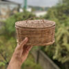 Panier en osier tissé à la main avec couvercle - Parfait pour l’organisation à la maison