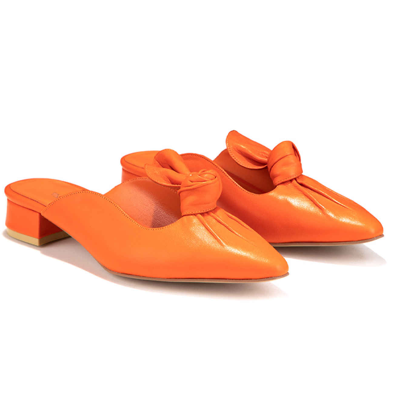 Mules en cuir naturel Mashhad pour femmes, confort et style en orange