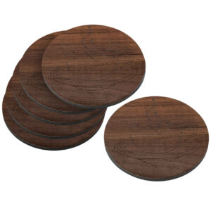 Sous-verres en bois – Design tronc d’arbre avec porte-sous-verres (Pack de 6)