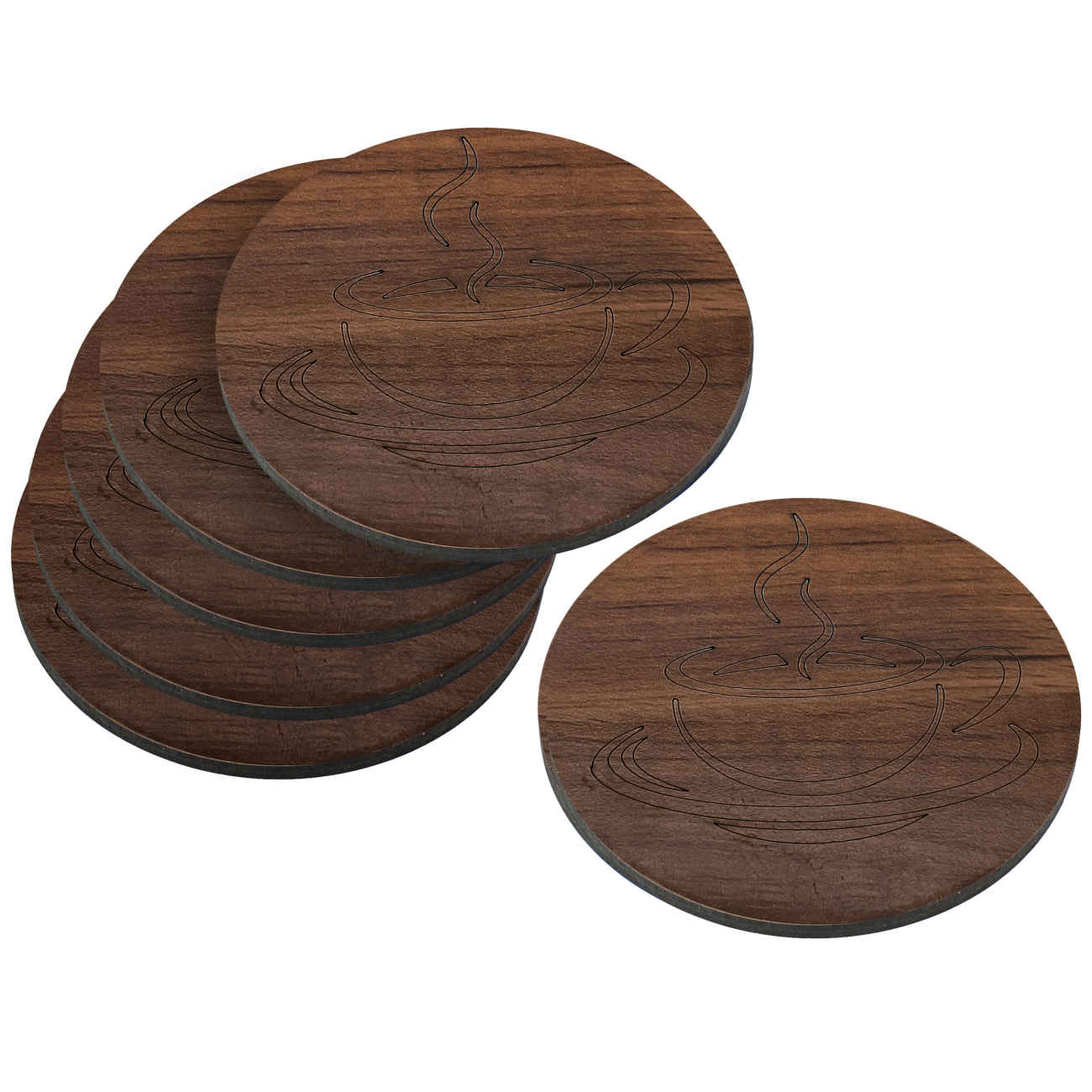 Sous-verres en bois avec motif de grain unique - Beauté pour votre table (Pack de 6)