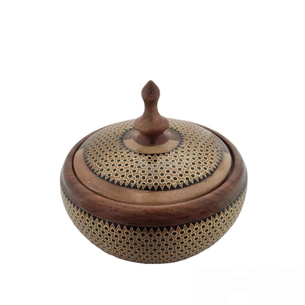 Coupelle à Bonbons Khatam Kari en Bois – Une Touche Artistique pour Votre Table