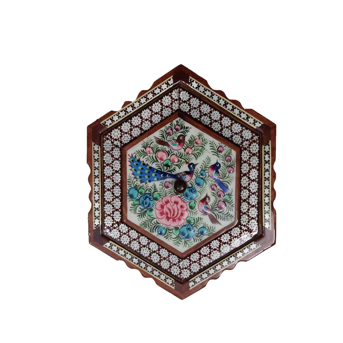 Coupelle à Bonbons Khatam Kari en Bois – Idéale comme Cadeau et pour le Thé ou le Café (Brun)