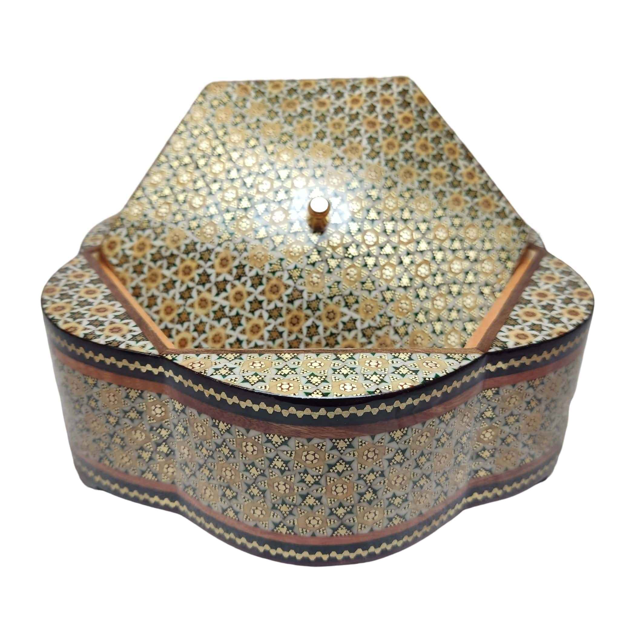 Coupelle à Bonbons Khatam Kari en Bois – Parfaite comme Cadeau et Déco avec Couvercle