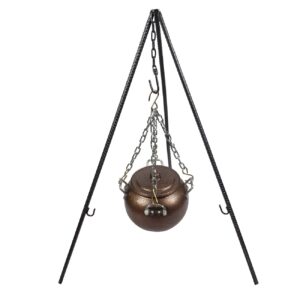 Ensemble de Cuisine en Fonte pour Camping de 2 Pièces avec Trépied et Pot Suspendu – Parfait pour la Cuisine en Plein Air