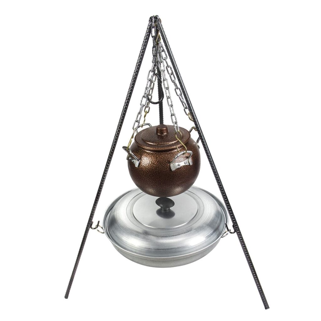 Ensemble de Cuisine en Fonte pour Camping avec Trépied, Poêle et Casserole - Parfait pour les Aventures en Plein Air