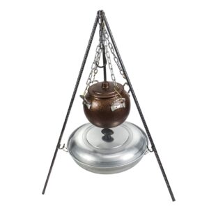 Ensemble de Cuisine en Fonte pour Camping avec Trépied, Poêle et Casserole – Parfait pour les Aventures en Plein Air