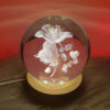 Veilleuse boule de cristal 3D – design rose féerique lumineux à LED