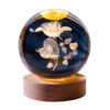 Veilleuse boule de cristal 3D – design rose féerique lumineux à LED