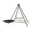 Ensemble de Cuisine en Fonte pour Camping avec Trépied, Grille et Poêle - Kit Ultime de Cuisine en Plein Air, 3 pièces