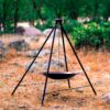 Ensemble de Cuisine en Fonte pour Camping avec Trépied, Grille et Poêle - Kit Ultime de Cuisine en Plein Air, 3 pièces