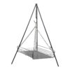 Ensemble de Cuisine en Fonte pour Camping avec Trépied, Grille, Poêle et Bouilloire - Ensemble Complet de Cuisine en Plein Air, 4 pièces