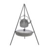 Ensemble de Cuisine en Fonte pour Camping avec Trépied, Grille, Poêle et Bouilloire - Ensemble Complet de Cuisine en Plein Air, 4 pièces
