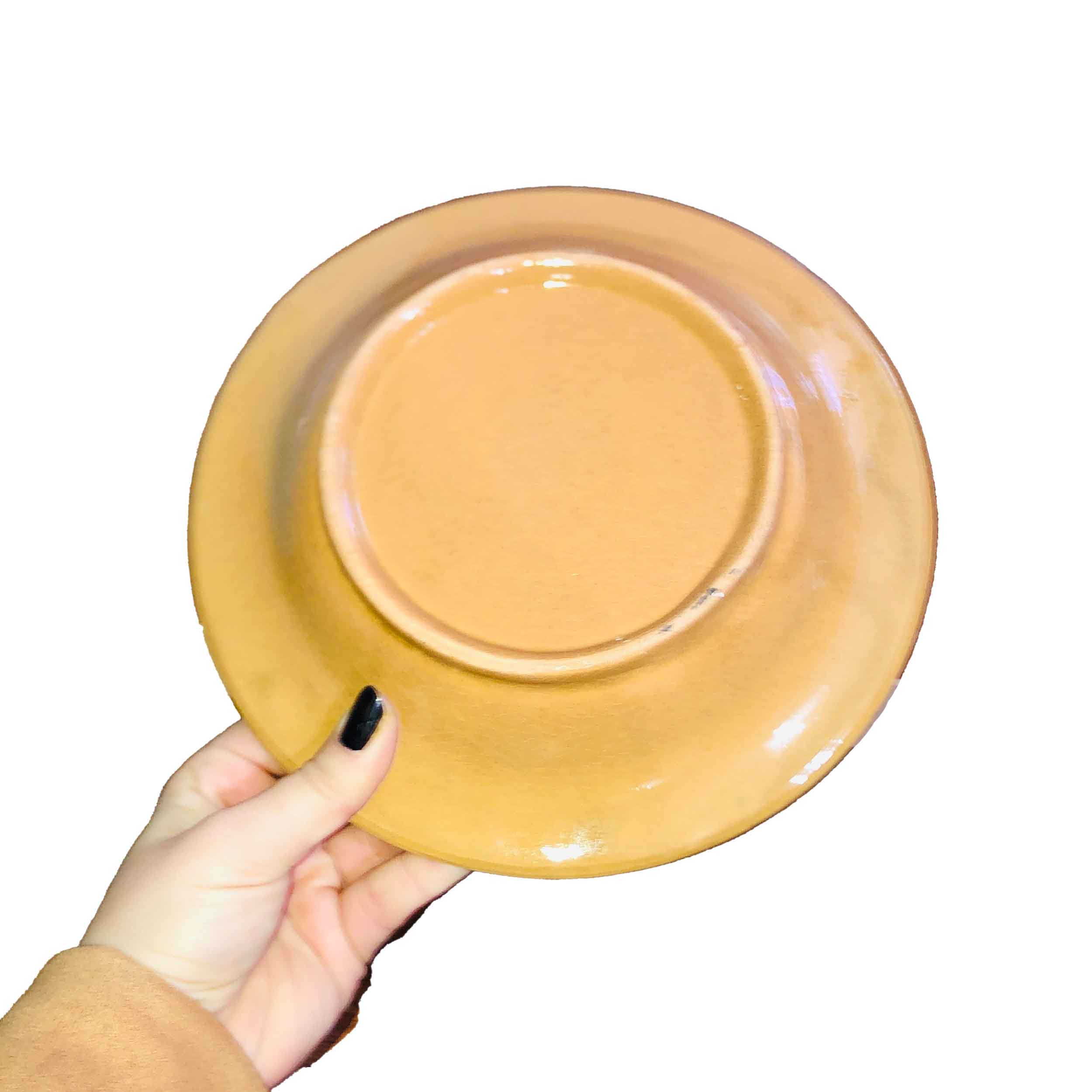 Assiette en céramique – Motif oiseau et fleur, compatible micro-ondes et lave-vaisselle