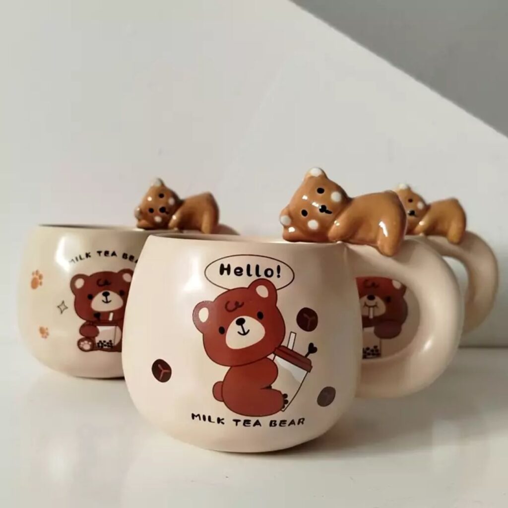 Adorable mug en céramique fantaisie Ours en peluche Une gorgée mignonne et confortable avec une anse ludique