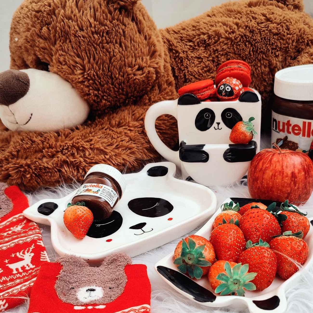 Tasse en céramique artistique – Parfaite pour offrir et boire avec design Panda & Porte-biscuit